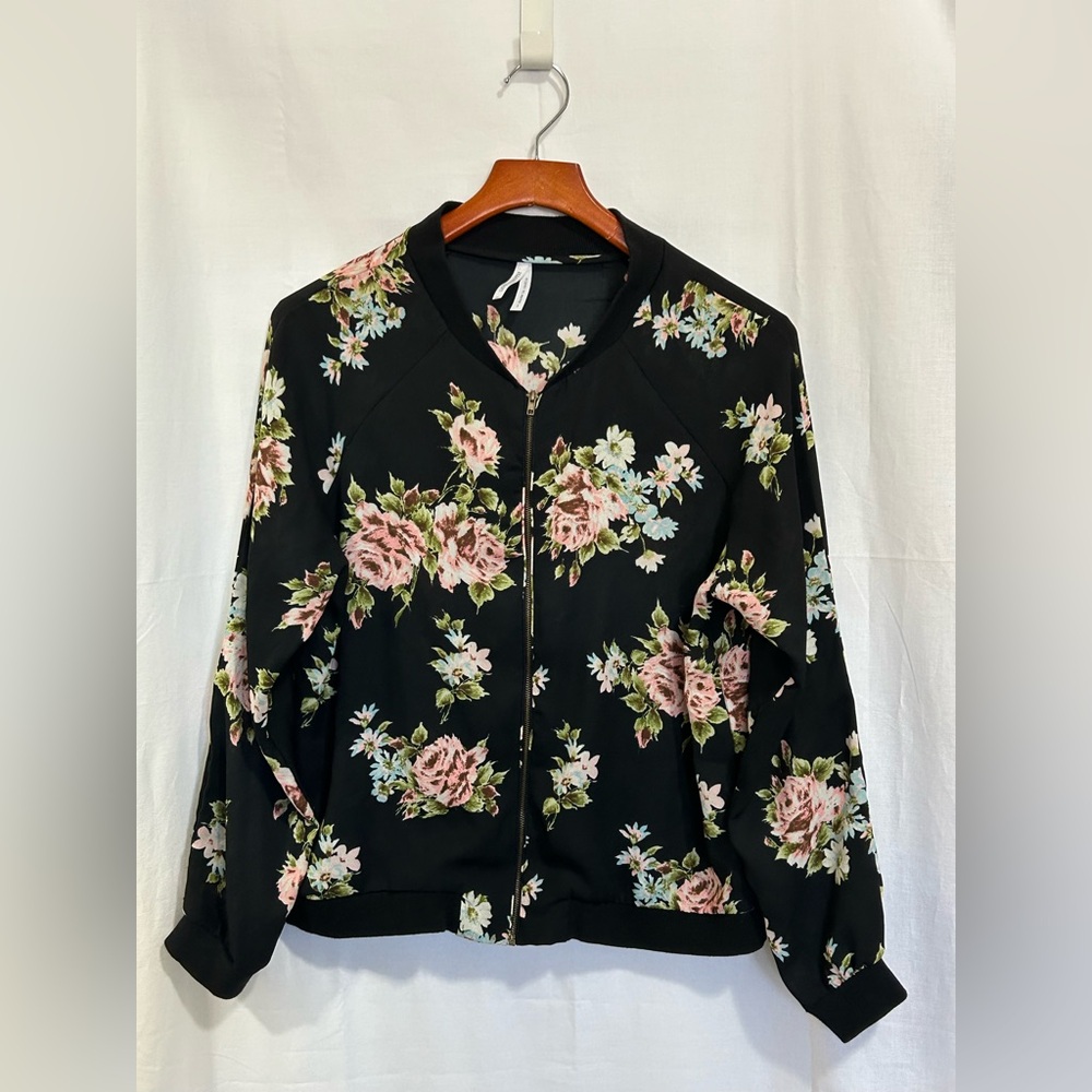Live 4 Truth - Black Floral Semi-Sheer Bomber Jacket